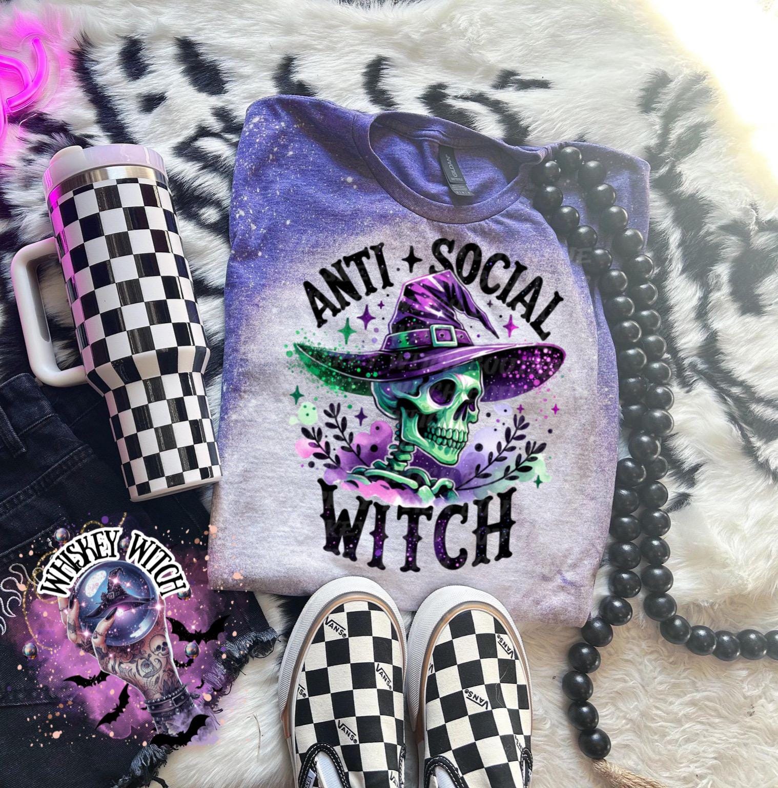 Bleached shirt Spooky Anti Socia Witch | vintage | retro | distressed | custom | funny | Halloween | gift | womens shirt | goth | T shirt