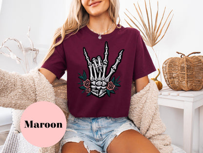 Skeleton Hand Faux Embroidery Unisex Jersey Short Sleeve Tee | goth | punk | gift for her | gift idea | shirts for women | women’s T shirt