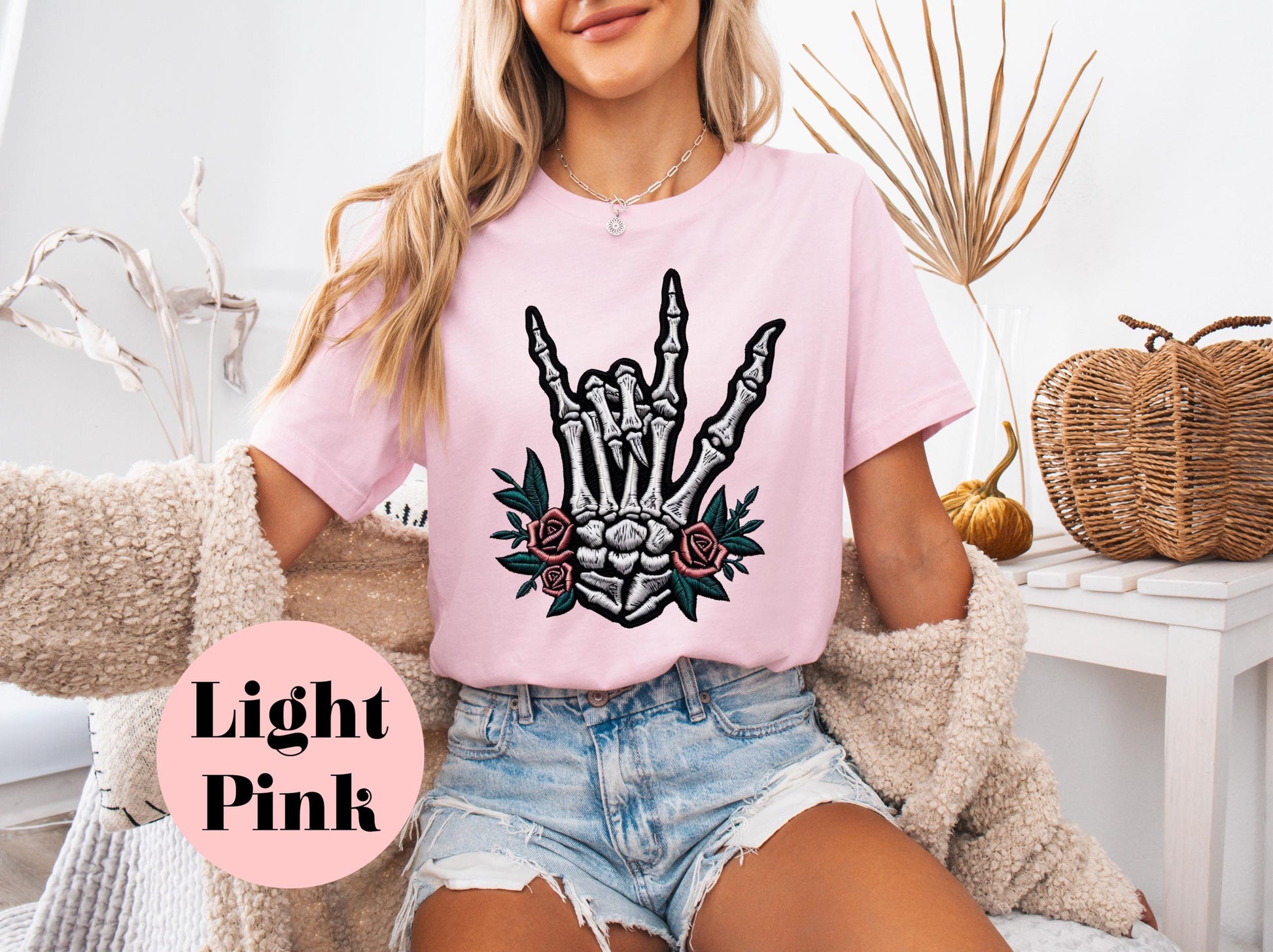 Skeleton Hand Faux Embroidery Unisex Jersey Short Sleeve Tee | goth | punk | gift for her | gift idea | shirts for women | women’s T shirt