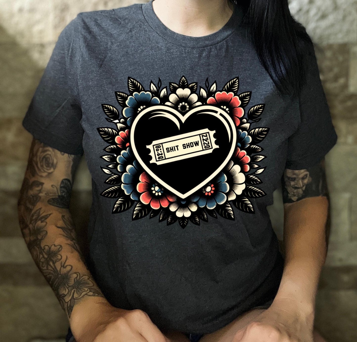 Shitshow Ticket Tattoo | vintage | retro | distressed | custom | funny shirt | Halloween | gift | snarky | goth | custom | mom | summer