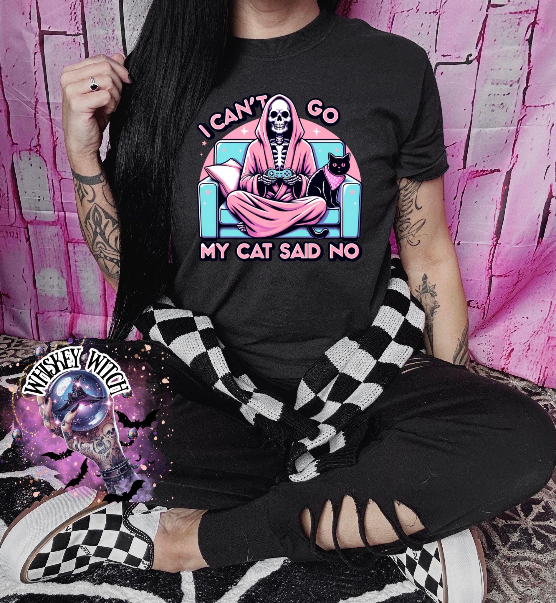 Reaper Cat Said No | vintage | retro | distressed | custom | funny shirt | Halloween | gift | snarky | goth | custom | mom | anxiety