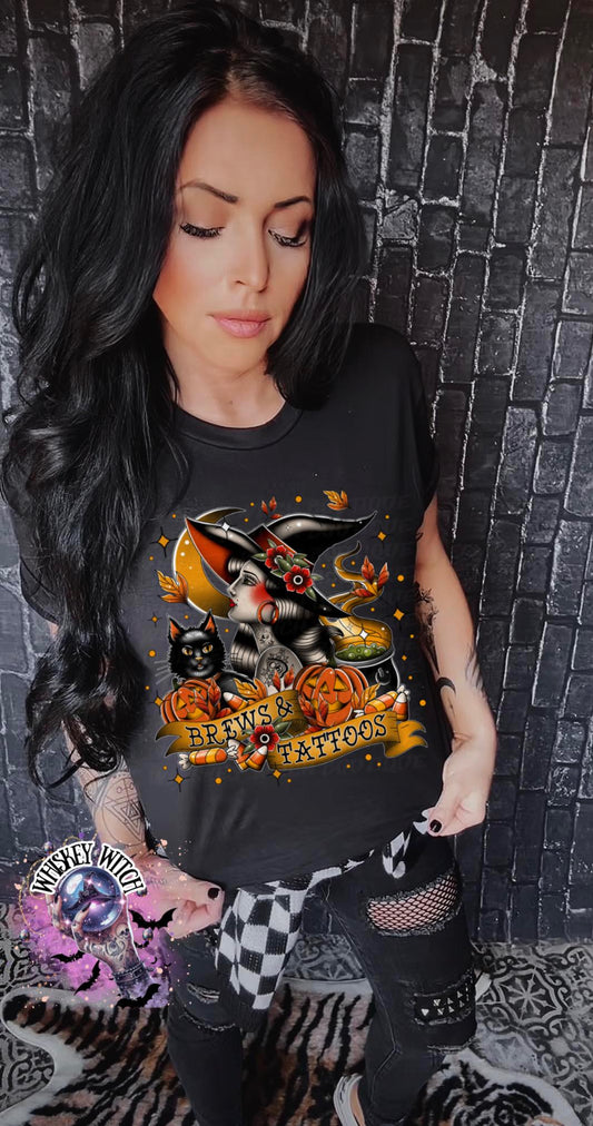 Brews Witchy T shirt | vintage | retro | distressed | custom | funny shirt  | Halloween | gift   | goth | custom | trending | trendy
