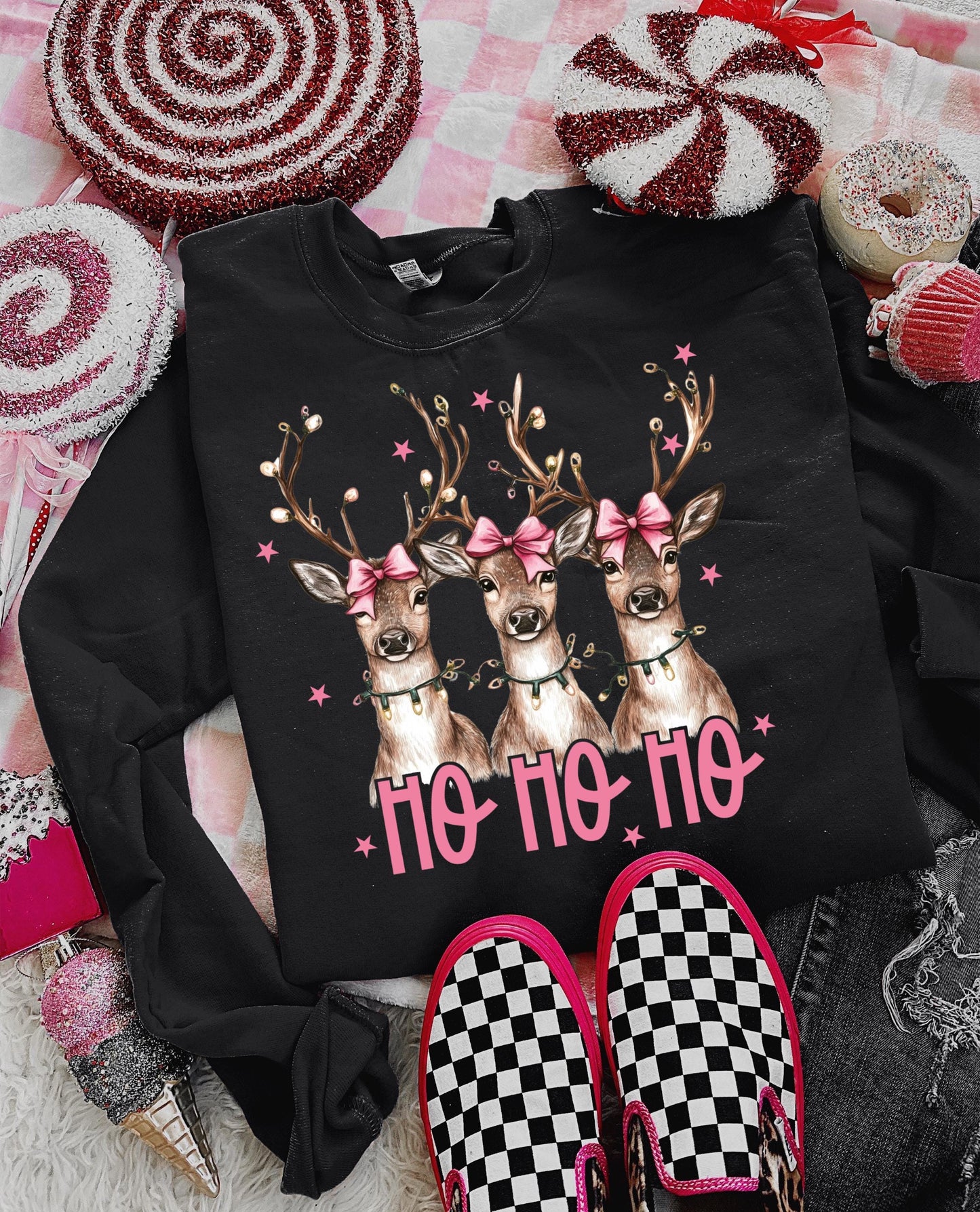 Ho Ho Ho reindeer Vintage Funny Ugly Christmas Sweater   | trendy | Christmas | handmade | gift idea | gifts | women’s clothing | sweatshirt