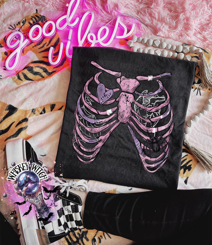 T shirt | Valentines Day RibCage Goth | vintage | retro | distressed | custom | dead inside | Halloween | gift ideas | spooky | soft tee