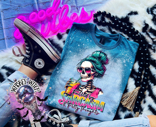 Spooky Fueled by Sarcasm Snarky bleached tee | vintage | retro | | gift | Tshirts funny | cool T shirts | sarcastic | soft tee