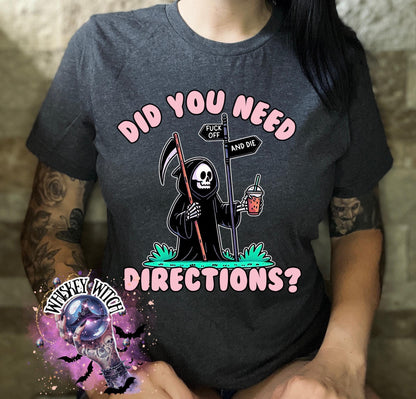 Reaper Directions | vintage | retro | distressed | custom | funny shirt | Halloween | gift | snarky | goth | custom | mom | summer