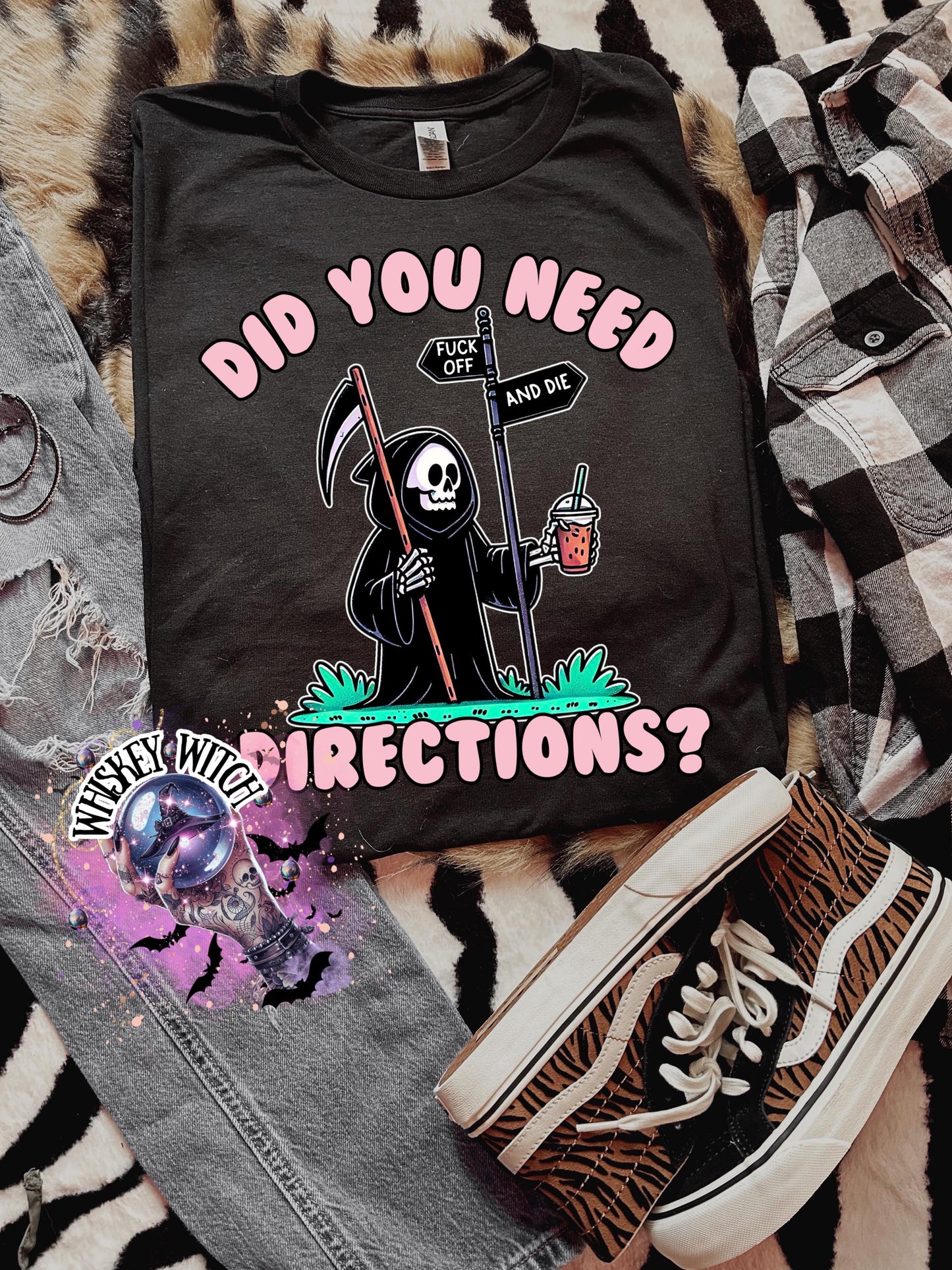 Reaper Directions | vintage | retro | distressed | custom | funny shirt | Halloween | gift | snarky | goth | custom | mom | summer