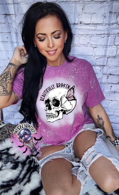 T shirt | Beautifully Broken | vintage | retro | distressed | custom | dead inside | custom | gifts for her | gift | skull | trending