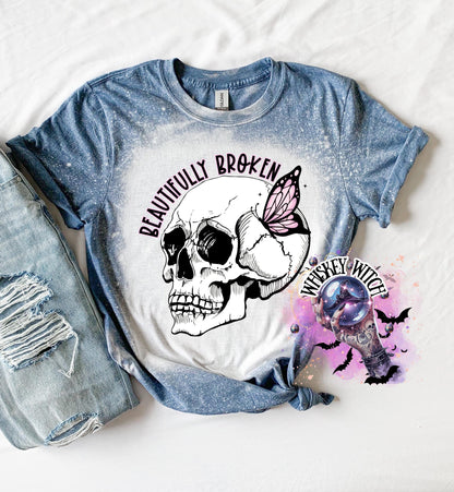 T shirt | Beautifully Broken | vintage | retro | distressed | custom | dead inside | custom | gifts for her | gift | skull | trending