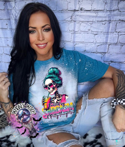 Spooky Fueled by Sarcasm Snarky bleached tee | vintage | retro | | gift | Tshirts funny | cool T shirts | sarcastic | soft tee