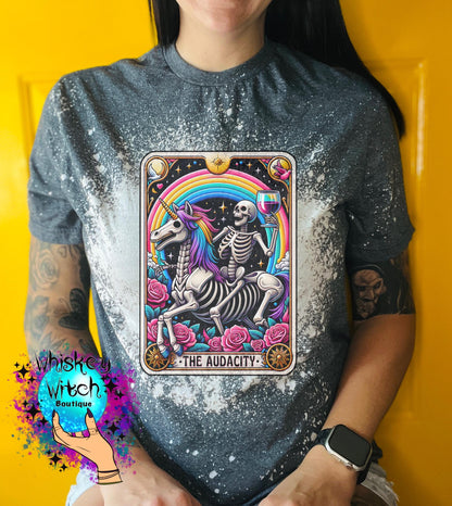 Tarot The Audacity Skeleton bleached t shirt | vintage | retro | soft tee | spooky | horror | goth | bleached tee | best seller | witchy