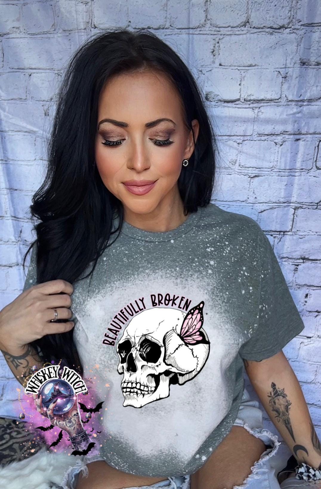 T shirt | Beautifully Broken | vintage | retro | distressed | custom | dead inside | custom | gifts for her | gift | skull | trending