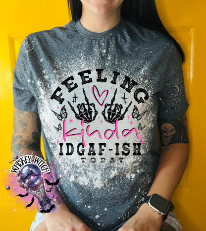 Feeling IDGAF today | funny shirt | cozy shirt  | sarcastic | snarky | gifts for her | unique gift | bleached shirt | retro | vintage