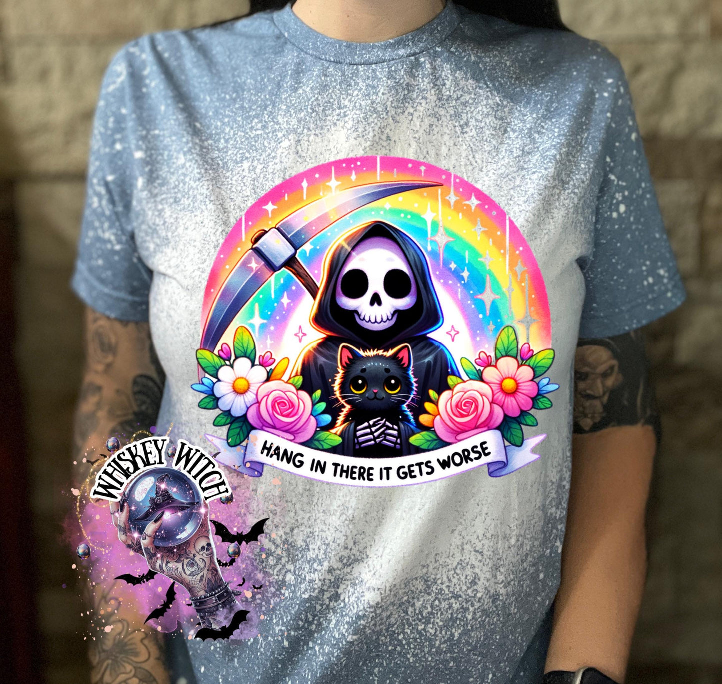 Bleached Shirt Hang in there it gets worse | funny T shirt | gift | tshirt | unique gift | gift for her | snarky | sarcastic | soft tee