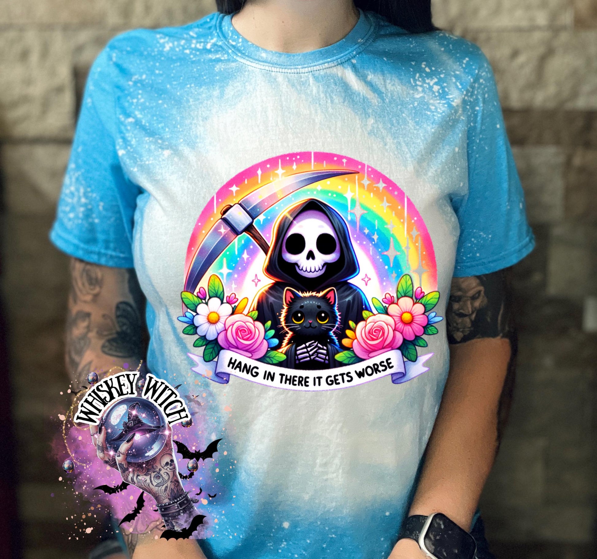 Bleached Shirt Hang in there it gets worse | funny T shirt | gift | tshirt | unique gift | gift for her | snarky | sarcastic | soft tee