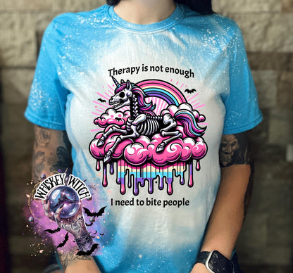 Bleached Shirt Bite People Spooky Skeleton unicorn | funny T shirt | gift | tshirt | gift for her | snarky | sarcastic | soft tee | creepy