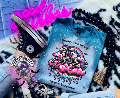 Bleached Shirt Bite People Spooky Skeleton unicorn | funny T shirt | gift | tshirt | gift for her | snarky | sarcastic | soft tee | creepy