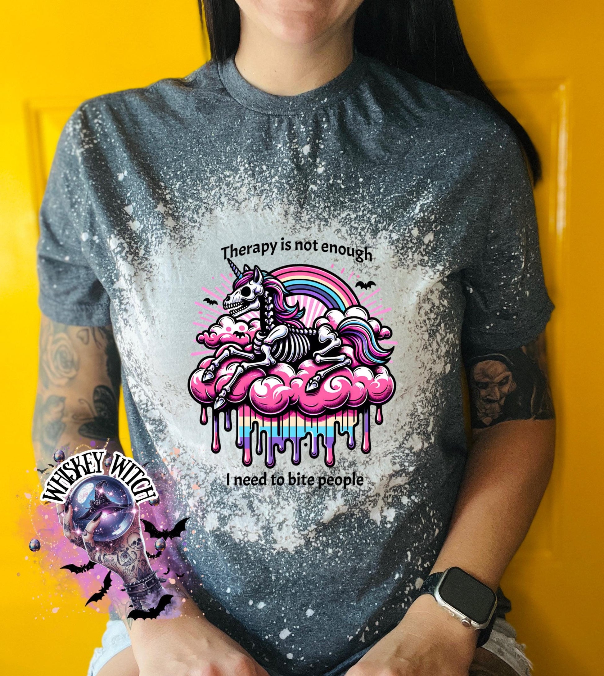 Bleached Shirt Bite People Spooky Skeleton unicorn | funny T shirt | gift | tshirt | gift for her | snarky | sarcastic | soft tee | creepy