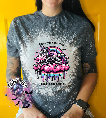 Bleached Shirt Bite People Spooky Skeleton unicorn | funny T shirt | gift | tshirt | gift for her | snarky | sarcastic | soft tee | creepy