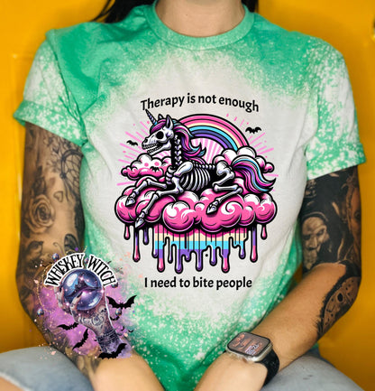 Bleached Shirt Bite People Spooky Skeleton unicorn | funny T shirt | gift | tshirt | gift for her | snarky | sarcastic | soft tee | creepy