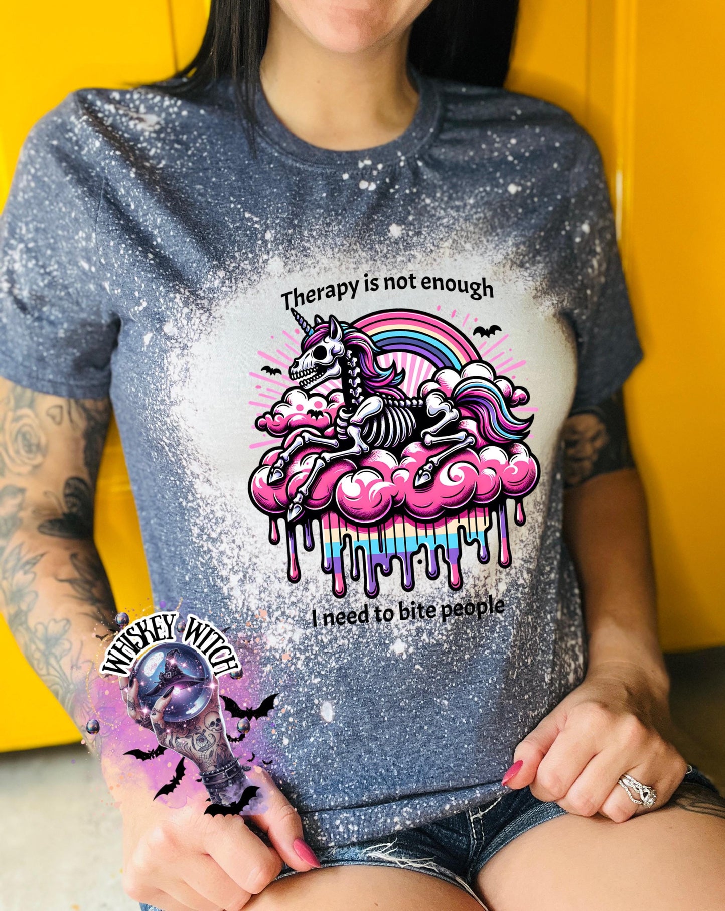 Bleached Shirt Bite People Spooky Skeleton unicorn | funny T shirt | gift | tshirt | gift for her | snarky | sarcastic | soft tee | creepy