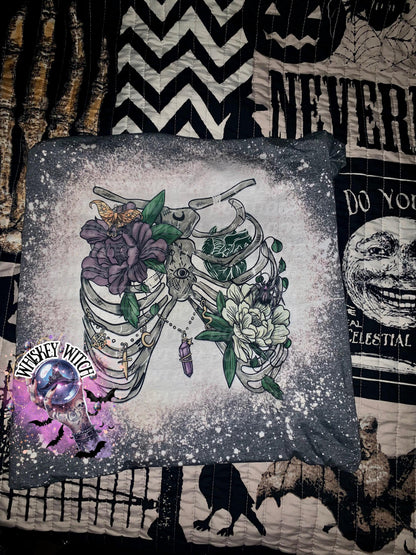 Witchy Ribcage skeleton bleached tee | vintage | retro | funny shirt | Halloween | snarky | goth | custom | mom | summer | soft tee