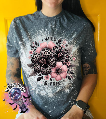 Wild & Free cheetah floral | inspirational | cozy shirt | gifts for her | unique gift | bleached shirt | retro | vintage | soft