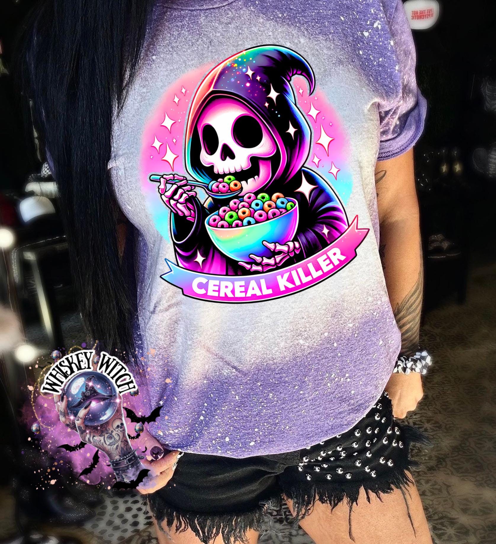 Bleached tshirt Cereal Killer reaper spooky | vintage | retro | custom | funny shirt | Halloween | gift | snarky | goth | custom | soft tee