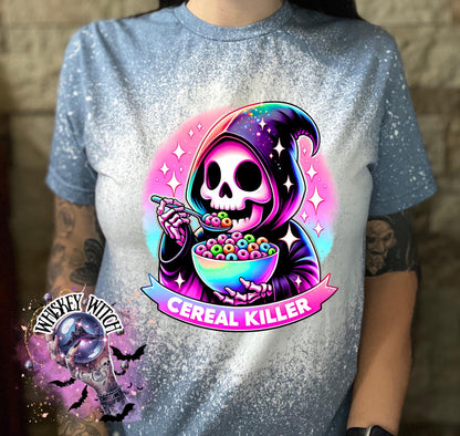 Bleached tshirt Cereal Killer reaper spooky | vintage | retro | custom | funny shirt | Halloween | gift | snarky | goth | custom | soft tee