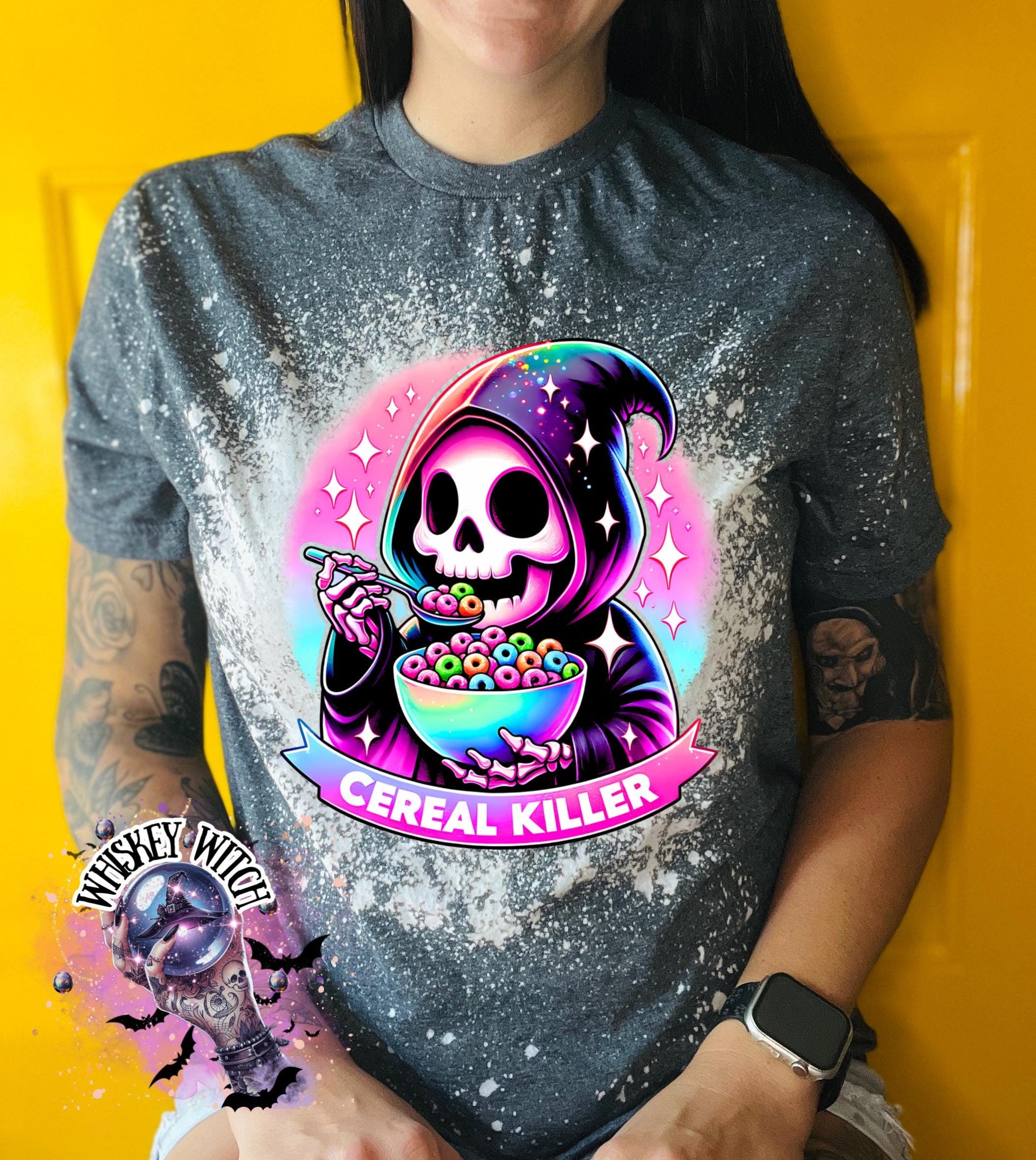 Bleached tshirt Cereal Killer reaper spooky | vintage | retro | custom | funny shirt | Halloween | gift | snarky | goth | custom | soft tee