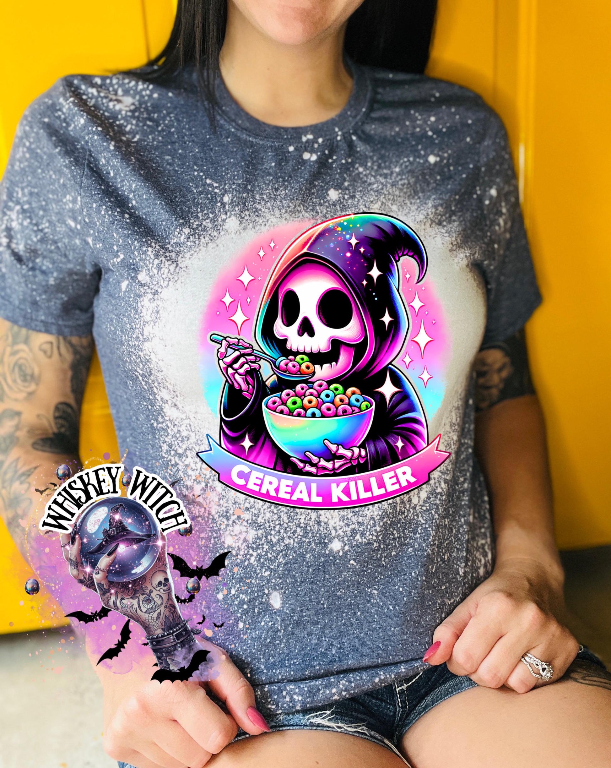 Bleached tshirt Cereal Killer reaper spooky | vintage | retro | custom | funny shirt | Halloween | gift | snarky | goth | custom | soft tee