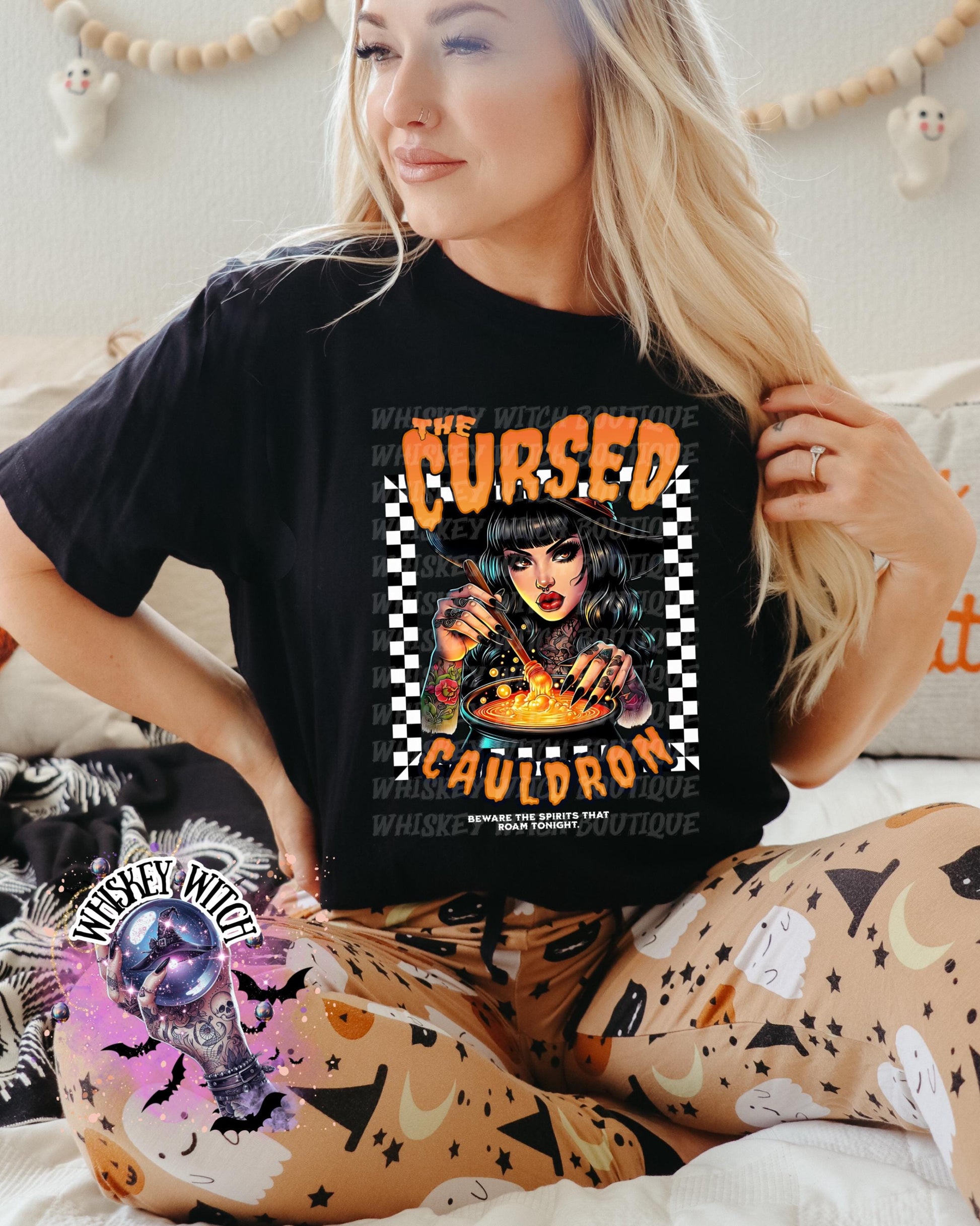 The Cursed Cauldron Witchy Halloween Shirt | cute shirt | cozy | retro | vintage | comfy | gift | handmade | spooky | summerween | witch