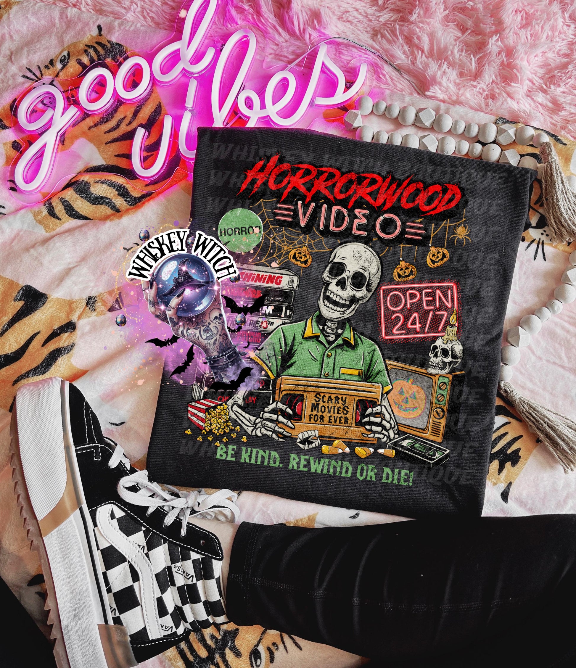 Vintage Skeleton Video Halloween Shirt | cute shirt | cozy | retro | vintage | comfy | gift | handmade | spooky | summerween | 80s | retro