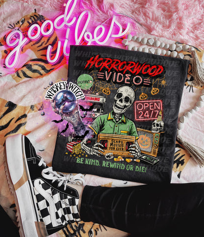 Vintage Skeleton Video Halloween Shirt | cute shirt | cozy | retro | vintage | comfy | gift | handmade | spooky | summerween | 80s | retro