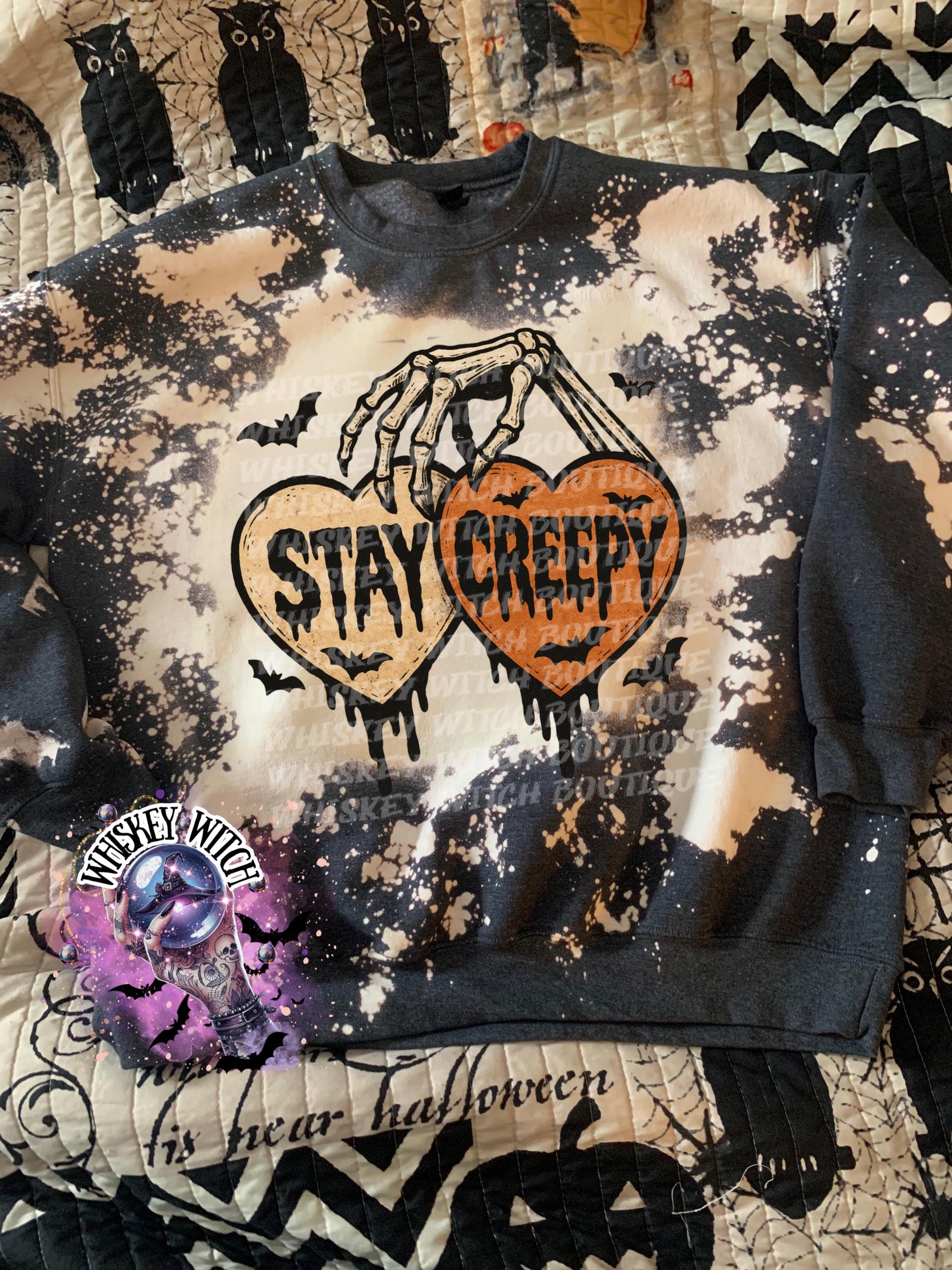 Creepy Skeleton Heart Halloween | funny shirt | cozy shirt | gifts for her | unique gift | bleached shirt | retro | vintage | spooky