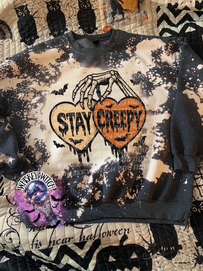 Creepy Skeleton Heart Halloween | funny shirt | cozy shirt | gifts for her | unique gift | bleached shirt | retro | vintage | spooky