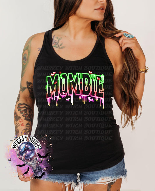 Spooky Neon Mombie Mom Summer Womens TankTop | mama shirt | Halloween | gifts for her | handmade | soft top | trendy | retro | vintage