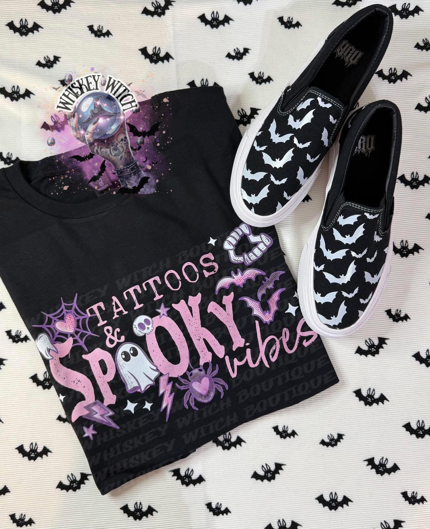 Tattoos and Spooky Vibes Witchy Shirt | cute shirt | cozy | retro | vintage | comfy | gift | handmade | spooky | summerween | witch | funny