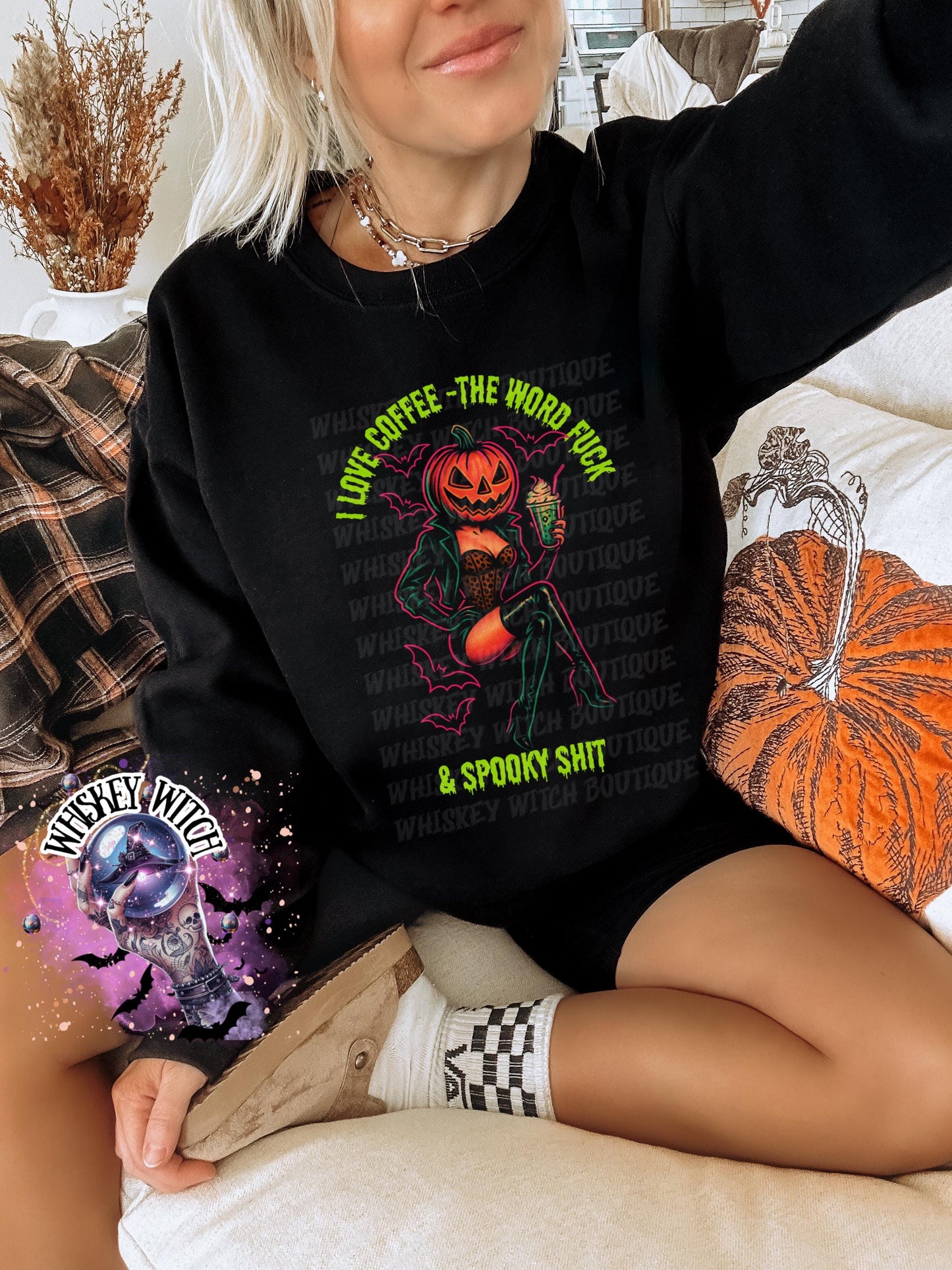 I Love Coffee Creepy Pumpkin Witchy Vintage Halloween Graphic Tee | Spooky season shirt | retro | vintage | comfy | gifts for her