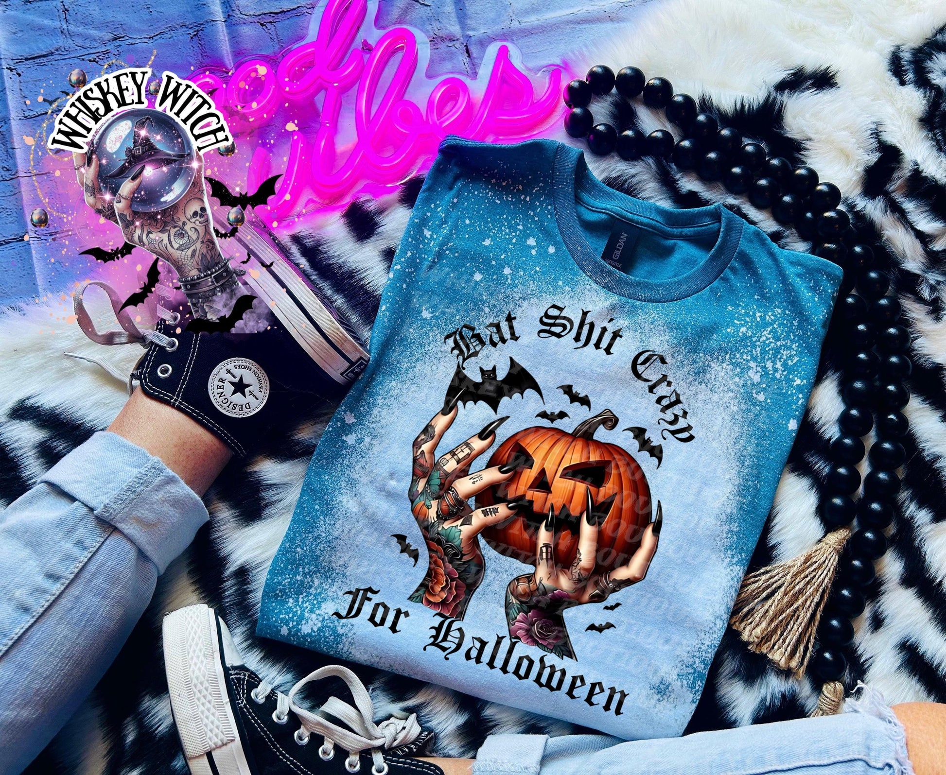 Bleached Pumpkin Crazy Bats Spooky graphic Halloween tee | spooky season shirt | goth T shirt | tshirt | gift for her | oversized shirt