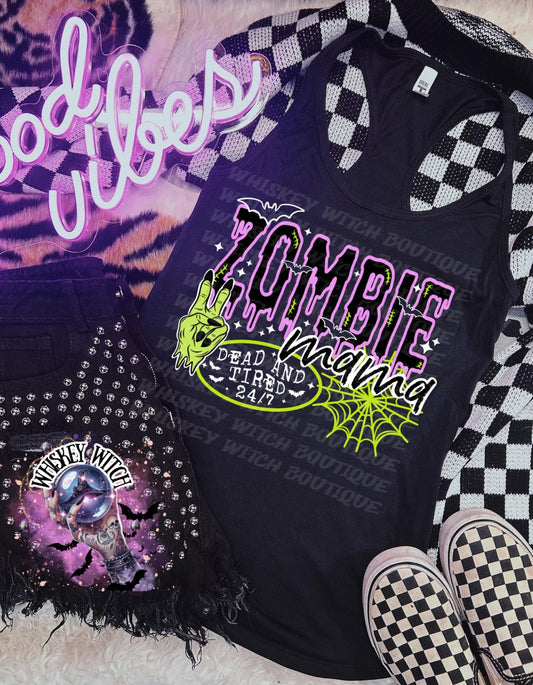 Spooky Zombie Mama Dead Tired womens TankTop | cute summer shirt | Halloween | funny summer shirt | gift | Gift idea | graphic tank