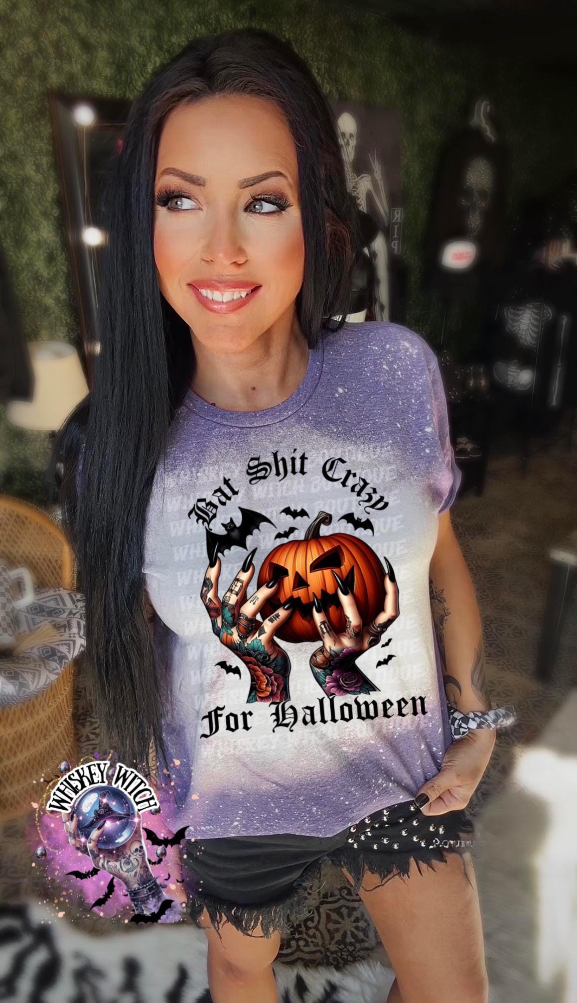 Bleached Pumpkin Crazy Bats Spooky graphic Halloween tee | spooky season shirt | goth T shirt | tshirt | gift for her | oversized shirt