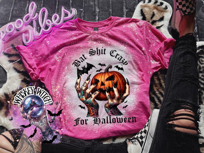 Bleached Pumpkin Crazy Bats Spooky graphic Halloween tee | spooky season shirt | goth T shirt | tshirt | gift for her | oversized shirt