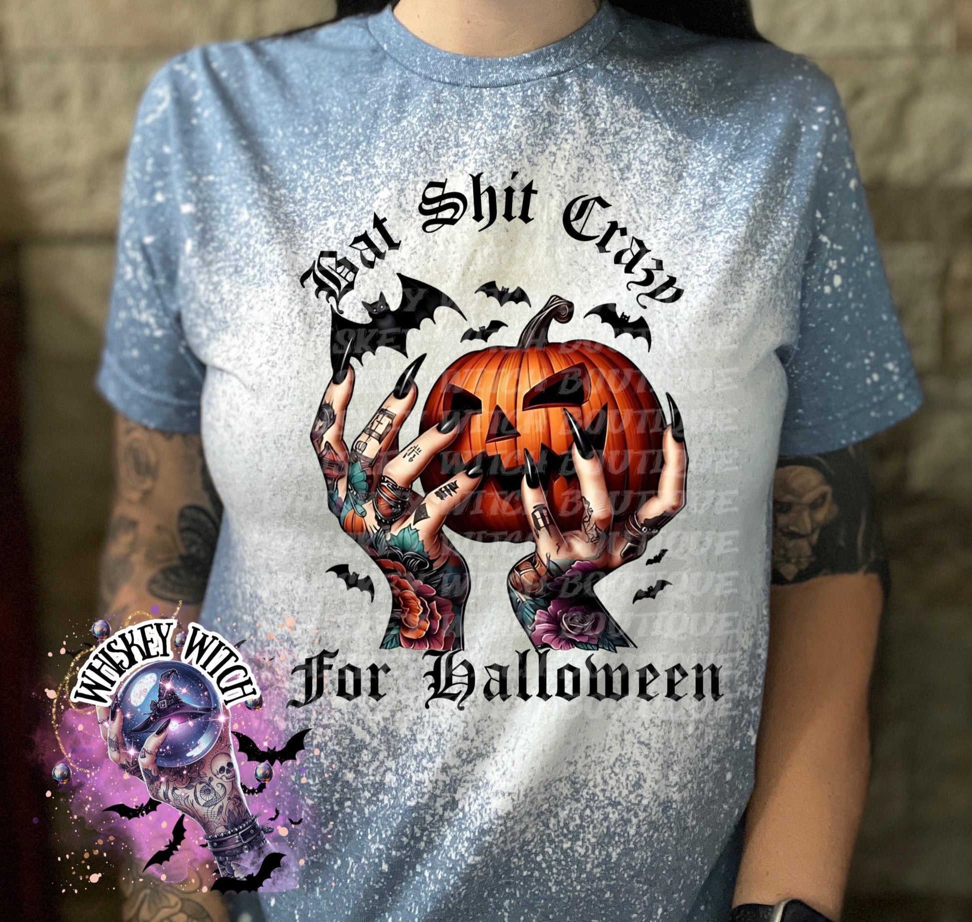 Bleached Pumpkin Crazy Bats Spooky graphic Halloween tee | spooky season shirt | goth T shirt | tshirt | gift for her | oversized shirt