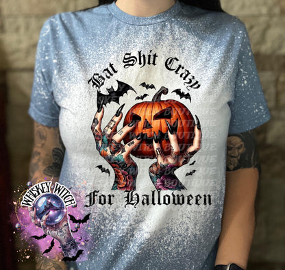 Bleached Pumpkin Crazy Bats Spooky graphic Halloween tee | spooky season shirt | goth T shirt | tshirt | gift for her | oversized shirt