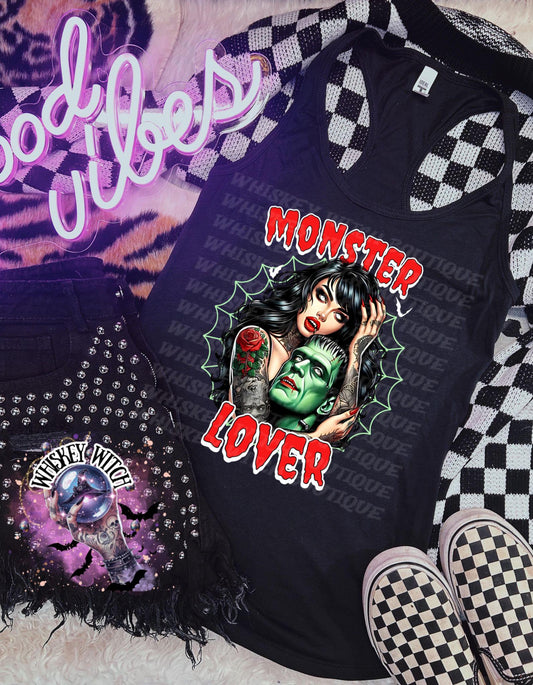 Spooky Couple Monster Lover Witchy Halloween Geaphic TankTop | cute summer shirt | Spooky Season Shirt | Gift ideas for her | witchcore