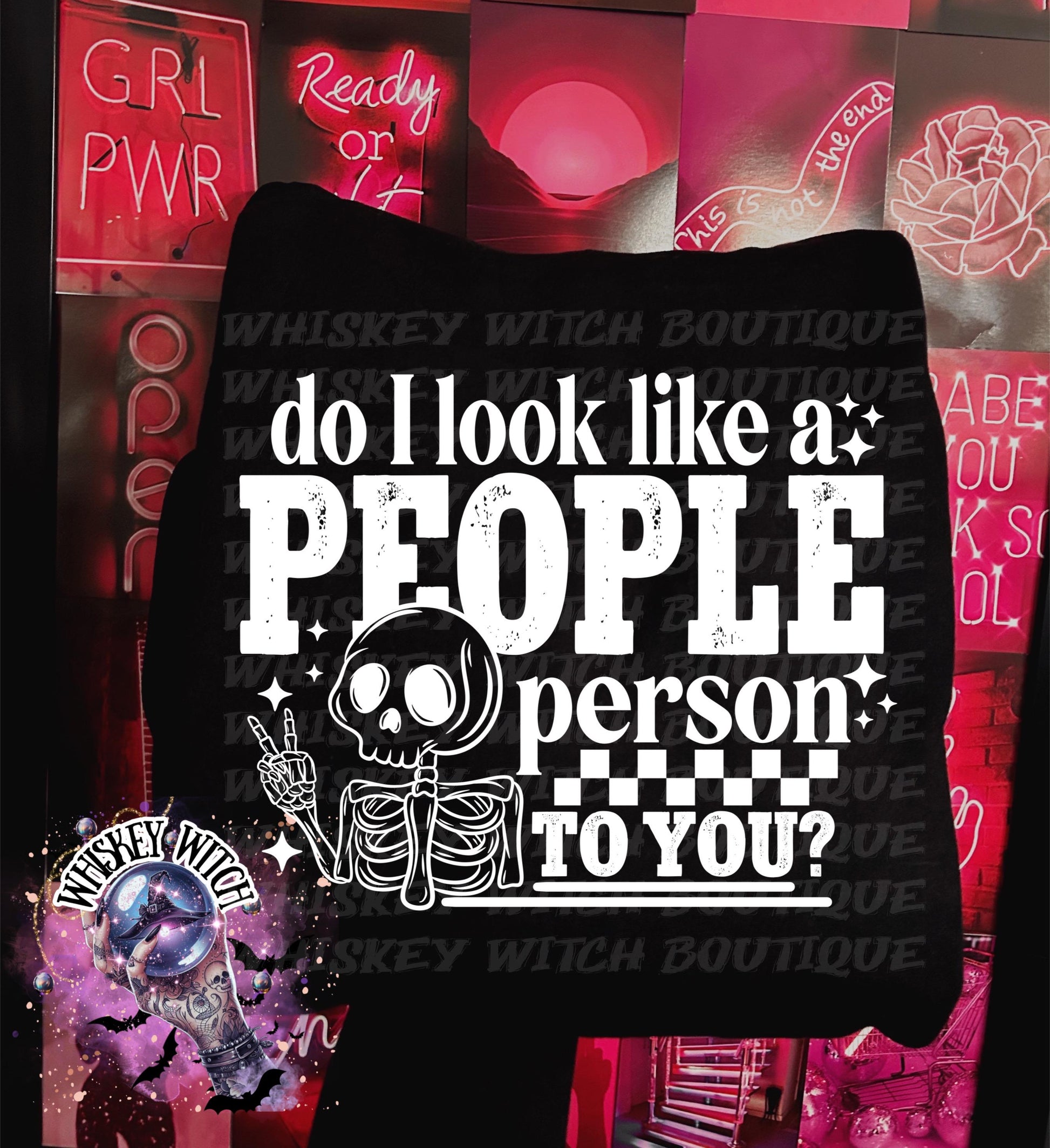 Do I Look Like A People Person To You Funny Skeleton Witch T Shirt, Witchy Graphic Tee, Spooky Humor Shirt, Witch Aesthetic Top, soft tee