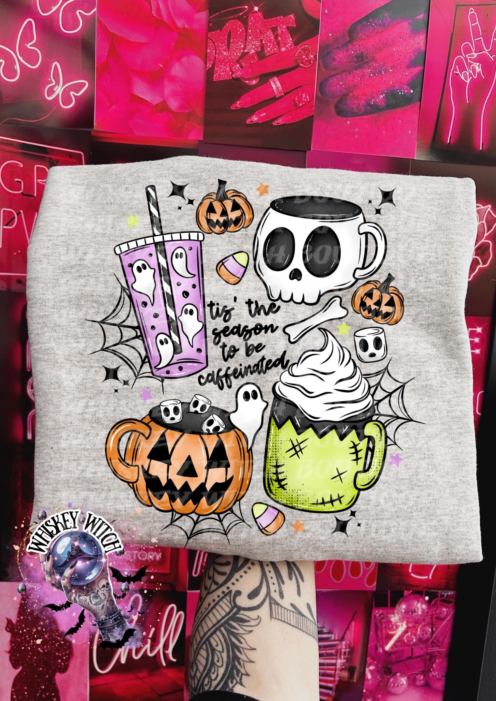 Tis The Season To Be Caffeinated funny Vintage Halloween coffee T Shirt, coffee Graphic Tee, Spooky Humor Shirt, retro Aesthetic Top