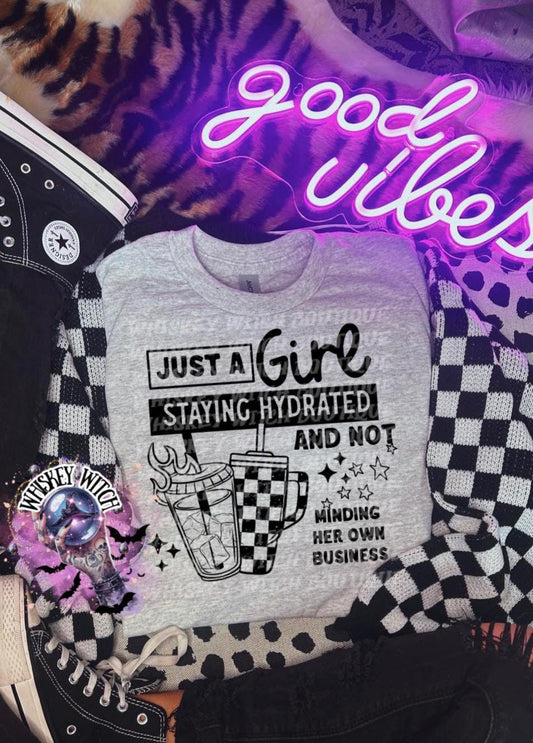 Just A Girl Staying Hydrated grunge snarky funny Vintage halloween T Shirt, spooky Graphic Tee, Spooky Humor Shirt, retro Aesthetic Top
