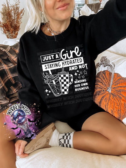 Just A Girl Staying Hydrated grunge snarky funny Vintage halloween T Shirt, spooky Graphic Tee, Spooky Humor Shirt, retro Aesthetic Top